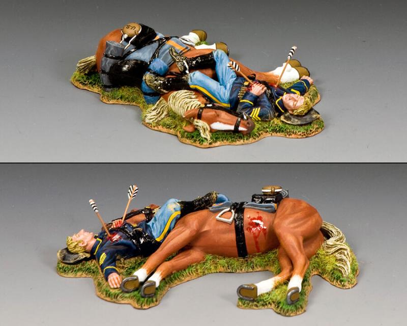 "Dead Sergeant, Dead Horse"--single dead 7th Cavalry figure lying on dead horse #2