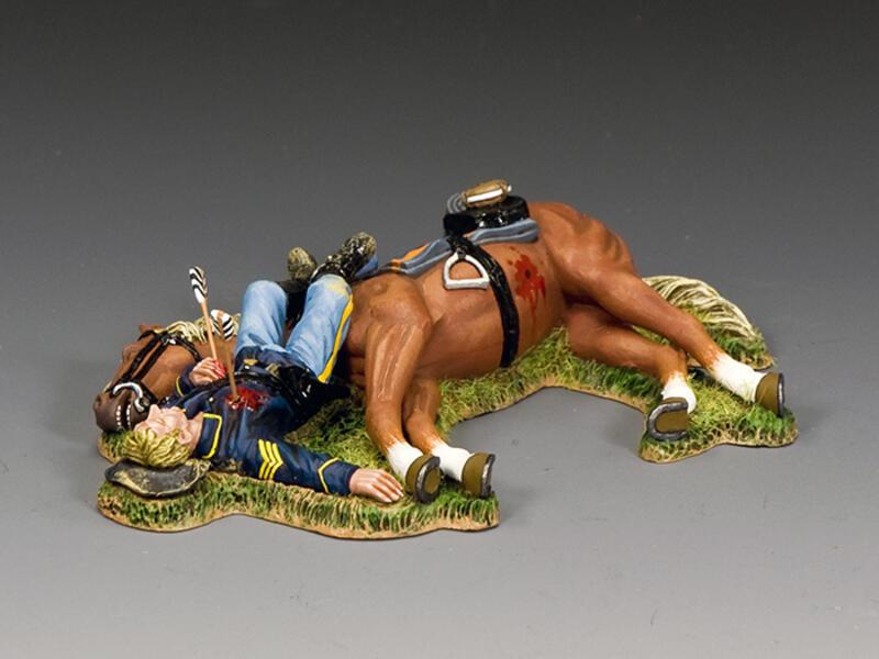 "Dead Sergeant, Dead Horse"--single dead 7th Cavalry figure lying on dead horse #1