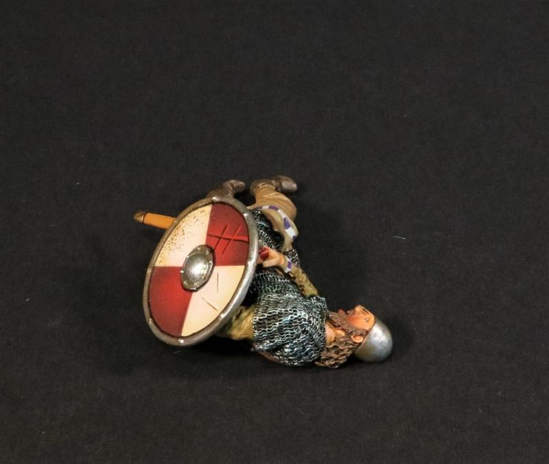 Viking Warrior Lying Wounded (red and white quartered shield), the Vikings, The Age of Arthur--single figure #1