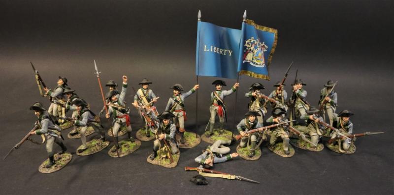 Four Line Infantry (2 standing ready, 2 kneeling ready), the 3rd New York Regiment, Continental Army, Drums Along the Mohawk--two figures #2
