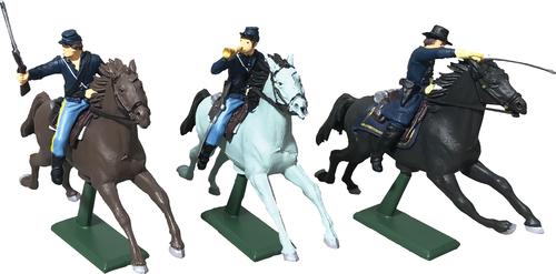 American Civil War Union Cavalry Set #2--3 Plastic Mounted Figures #2