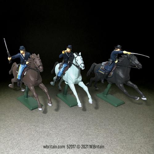 American Civil War Union Cavalry Set #2--3 Plastic Mounted Figures #1