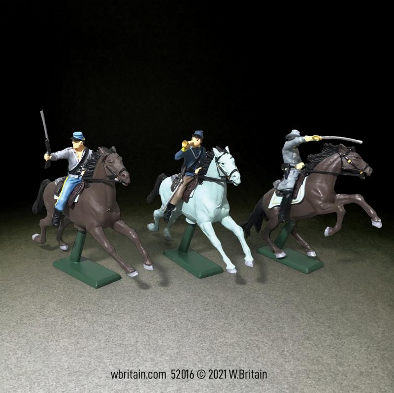 American Civil War Confederate Cavalry Set #2--3 Plastic Mounted Figures #1
