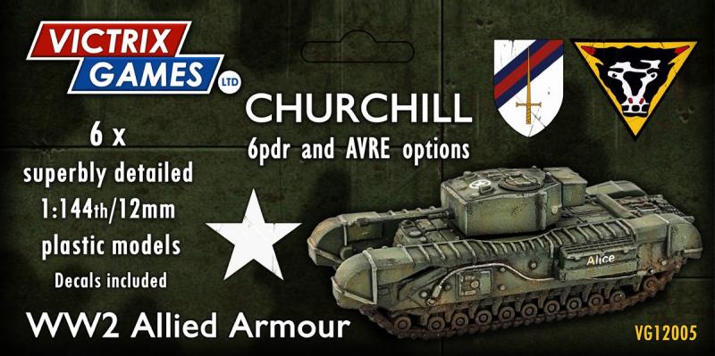 Churchill 6 pdr. and AVRE options--six 1:144 scale tanks (unpainted plastic kit) #1