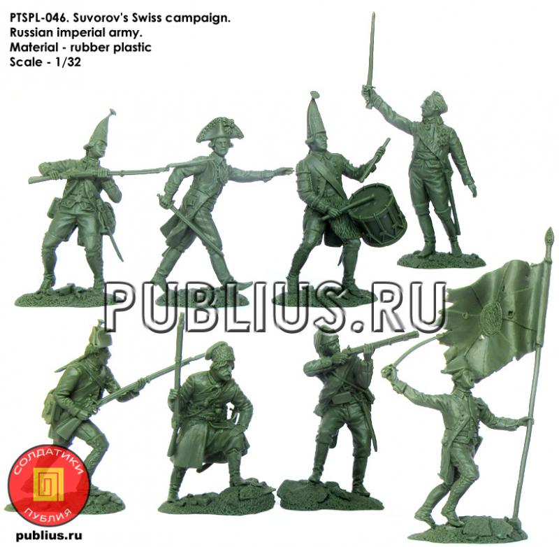 Russian Infantry: Swiss Campaign of Suvorov (1799)--8 figures in 8 poses (Green)--THREE IN STOCK. #1