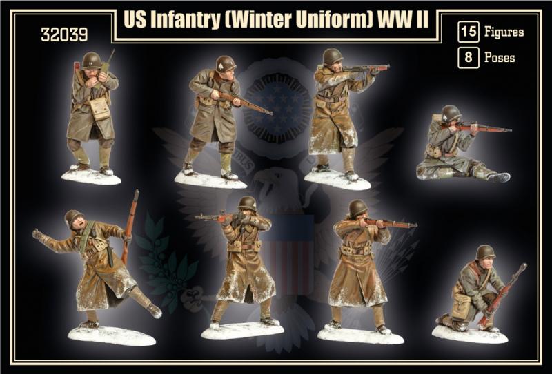 1/32 WWII U.S. Infantry (Winter Uniform)--15 Figures in 8 poses--26 in STOCK. #1