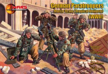 Image of 1/32 German Paratroopers Mortar Team in Tropical Uniform--10 figures and 2 mortars-- THREE IN STOCK.