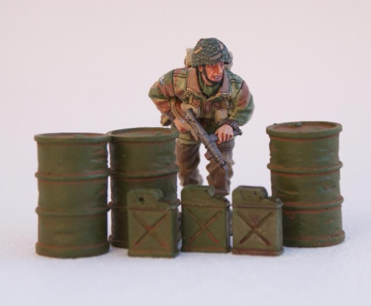 Fuel Dump Olive Green--three oil drums and three Jerry Cans--Pre-Order:  two to three months #1