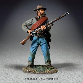 Image of Confederate Infantry Reaching for Cap--single figure