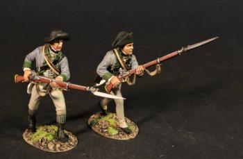 Image of Two Line Infantry Advancing with Bayonets #2, the 3rd New York Regiment, Continental Army, Drums Along the Mohawk--two figures--RETIRED--LAST ONE!!