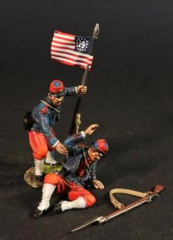 Line Infantry Guidon Bearer Helping Prone Infantryman, The 14th Regiment New York State Militia, The First Battle of Bull Run, 1861, The ACW--two figures #0