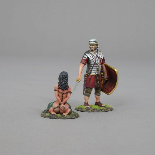 Thusnelda--bound Thusnelda figure and Roman Legionary with green shield--two figures -- LAST TWO! #2