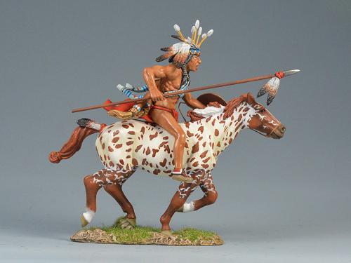 Sioux Warrior with Spear--single mounted Sioux figure with spear and round shield #1