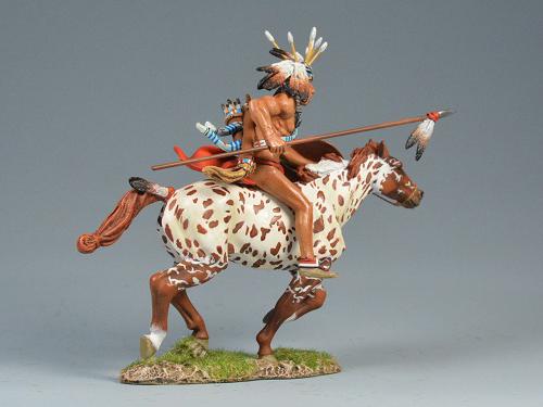 Sioux Warrior with Spear--single mounted Sioux figure with spear and round shield #2