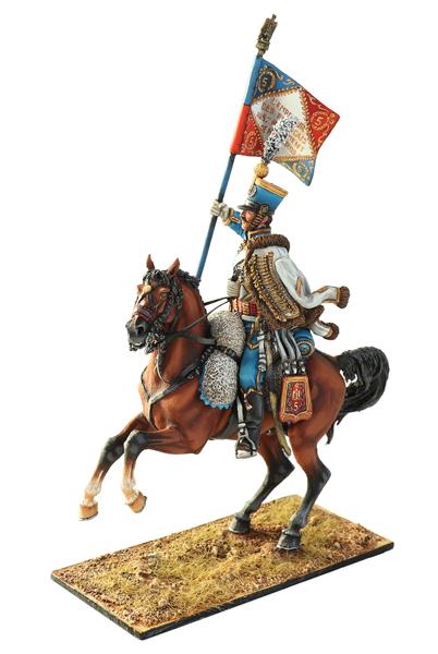 French 5th Hussars Standard Bearer, France's Grande Armee--single mounted figure #1