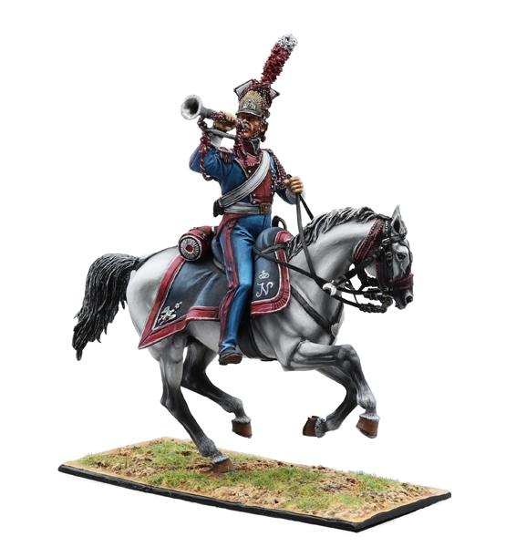 Polish Imperial Guard Lancers Trumpeter, Polish 1st Light Cavalry Regiment, French Grande Armee--single mounted figure #1