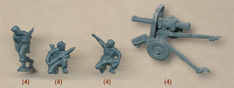 1/72 German Paratroopers in Tropical Uniform with 10.5cm LG 42 and 8cm sGW34 WWII--40 Figures in 10 Poses and 8 Guns (4 10.5 cm LG42 recoilless rifles & 4 mortars) #2