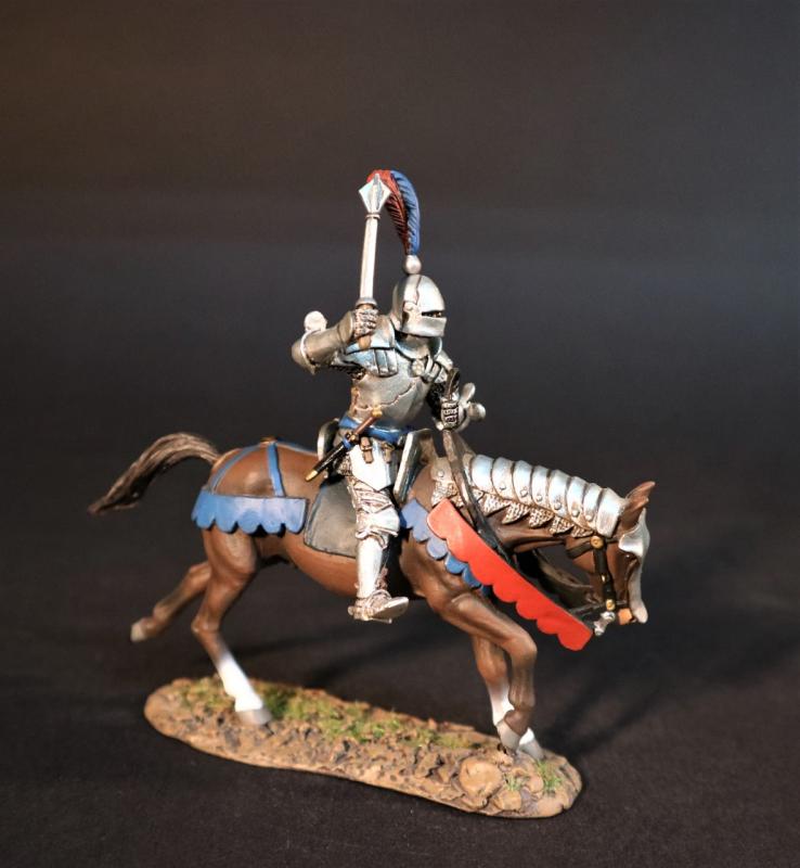Mounted Yorkist Knight with Flanged Mace (blue and red livery), The Battle of Bosworth Field, 1485, The Wars of the Roses, 1455-1487--single mounted figure #1