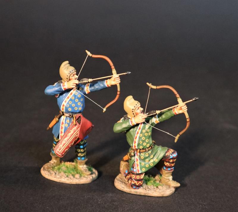 Scythian Foot Archers Firing (standing with blue tunic, kneeling with green tunic), The Scythians, Armies and Enemies of Ancient Greece and Macedonia--two figures #1