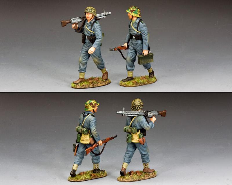 "The MG42 Gun Team"--two Panzer Grenadier figures walking with MG42 #2