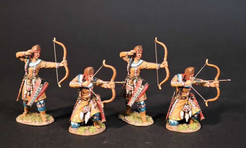 Scythian Female Foot Archers (2 standing fired, 2 kneeling with nocked arrow ready to fire), The Scythians, Armies and Enemies of Ancient Greece and Macedonia--four figures #1