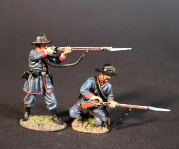 Image of Two Infantry Skirmishing (standing firing, kneeling loading), The 39th New York Volunteer Infantry Regiment, The First Battle of Bull Run, 1861, The ACW 1861-1865--two figures