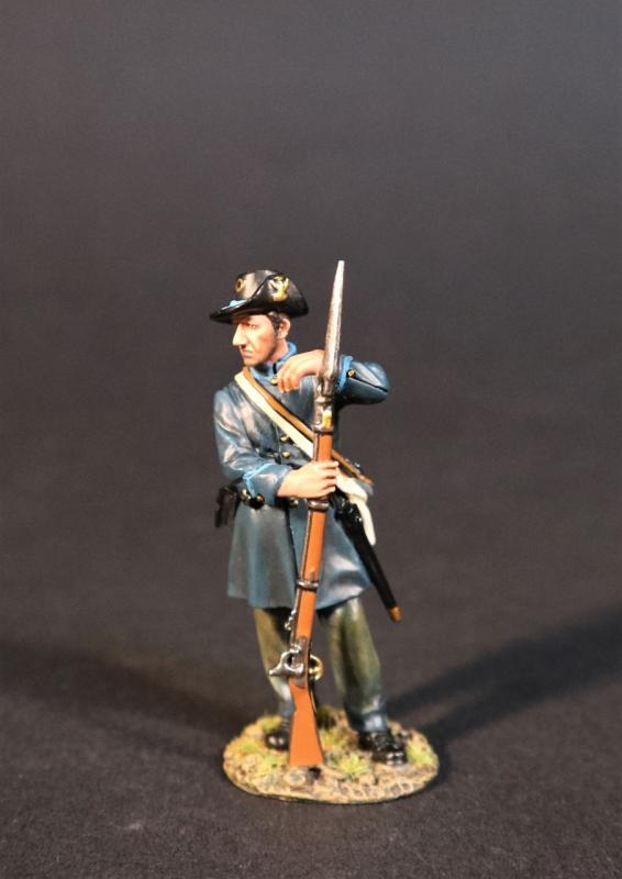 Infantry Standing (right hand on rifle, left hand leaning on barrel), Co. L, West Augusta Guards, Staunton, 5th Virginia Regiment, The Army of the Shenandoah, The First Battle of Manassas, 1861, ACW 1861-1865--single figure #1