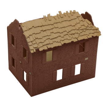 Image of WWII Bombed French Farm House--Brown Plastic Playset Accessory
