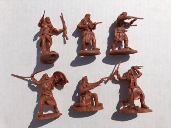 Image of Apaches Set #2--12 Figures in 6 poses (Red Brown) 
