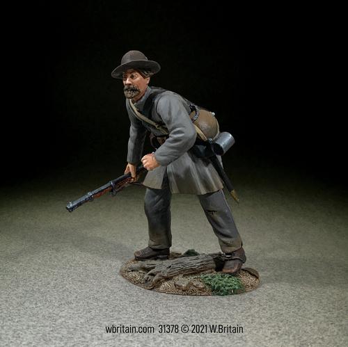 Confederate Infantry in Frock Coat Advancing with Caution--Single Figure #1