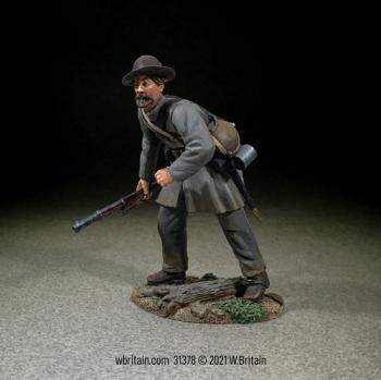 Image of Confederate Infantry in Frock Coat Advancing with Caution--Single Figure