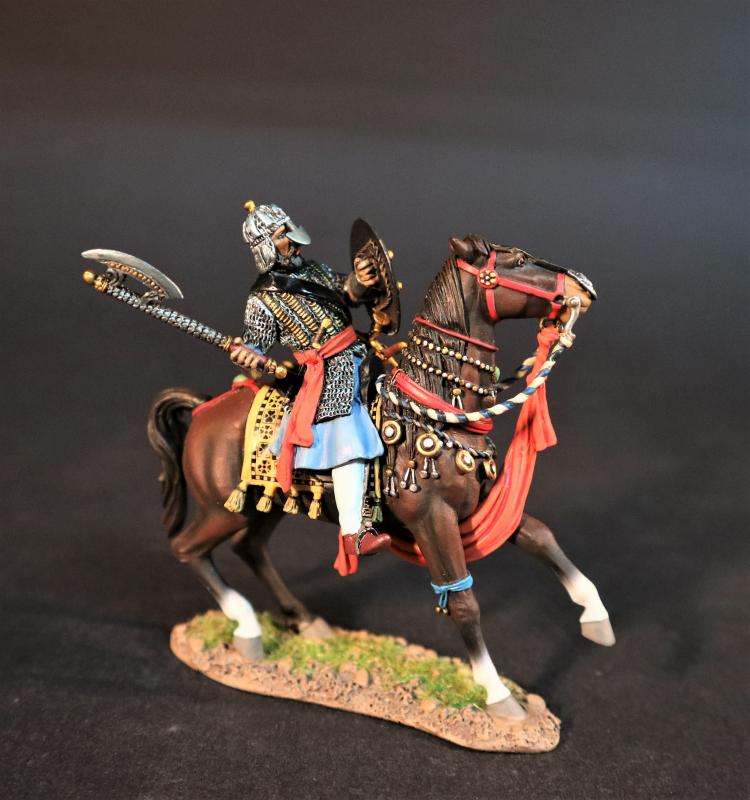 Bargir Cavalry with Axe and Shield Leaning Back, The Maratha Empire, Wellington in Indian, The Battle of Assaye, 1803--single mounted figure #1