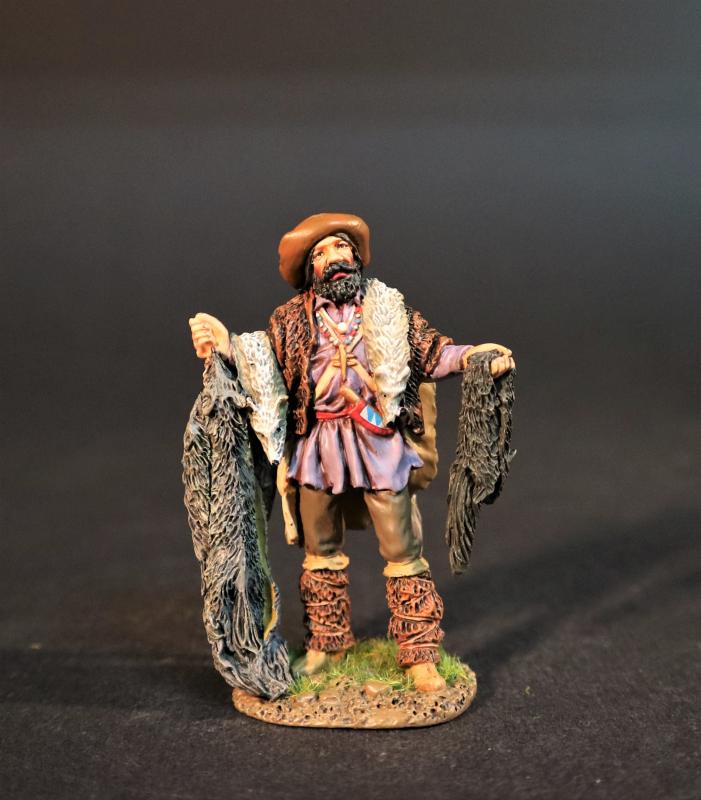 The Fur Trader, The Rocky Mountain Rendevous, The Mountain Men, The Fur Trade--single figure holding pelts #1