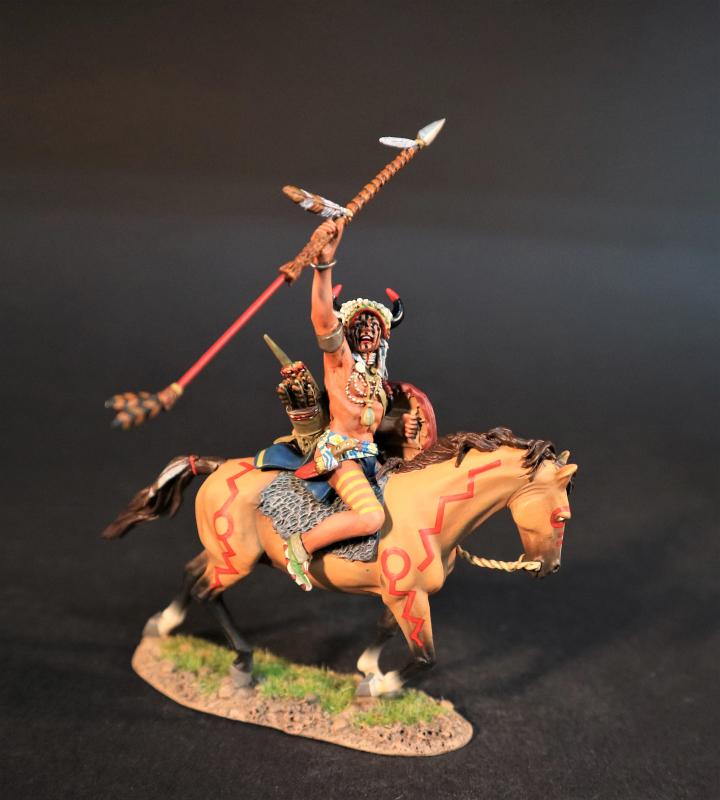 Blackfoot Warrior with Raised Spear and Small Shield, The Blackfoot, The Fur Trade--single mounted figure #1