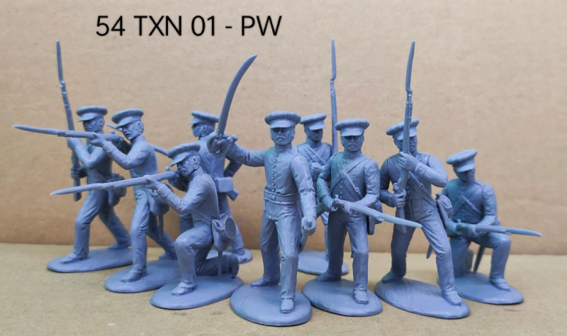 Texian Infantry in Pinwheel Cap (1836)--nine figures (officer and 8 infantrymen) #1