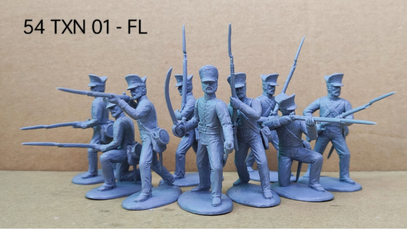 Texian Infantry in Foldable Leather Cap (1836)--nine figures (officer and 8 infantrymen) #1
