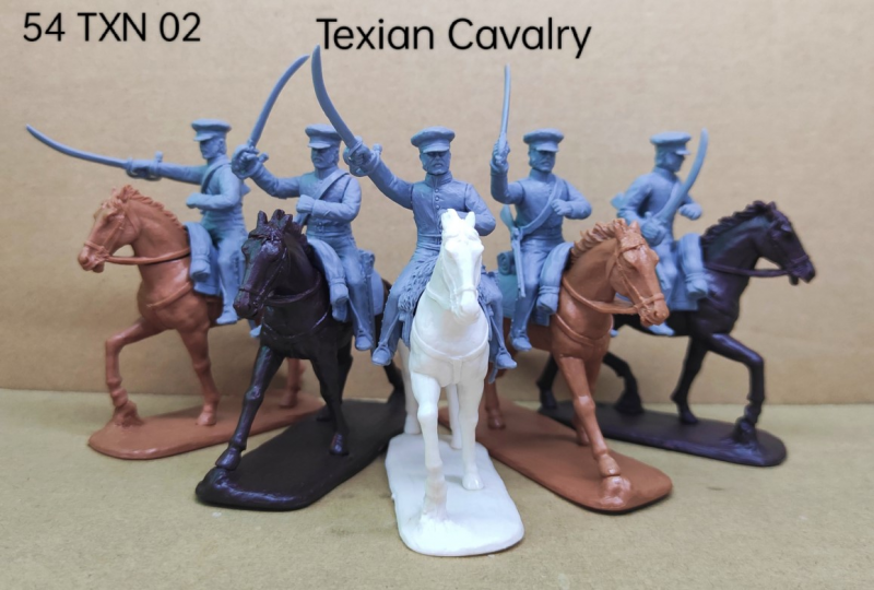 Texian Cavalry (1836)--five mounted figures (one officer and 4 cavalrymen) #1