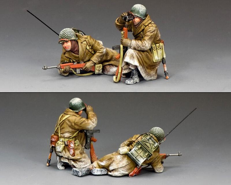 Command Set--two WWII American GI WWII figures (kneeling officer, prone radioman) #2