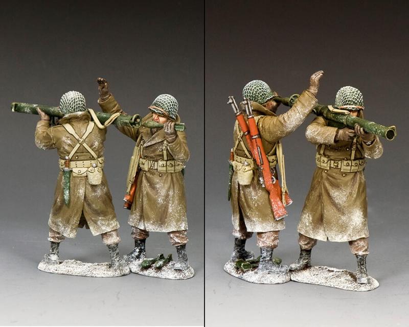 The Bazooka Team--two standing WWII American GI WWII figures (gunner and loader) #2