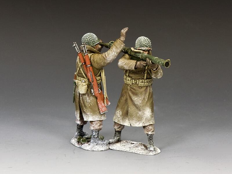 The Bazooka Team--two standing WWII American GI WWII figures (gunner and loader) #1