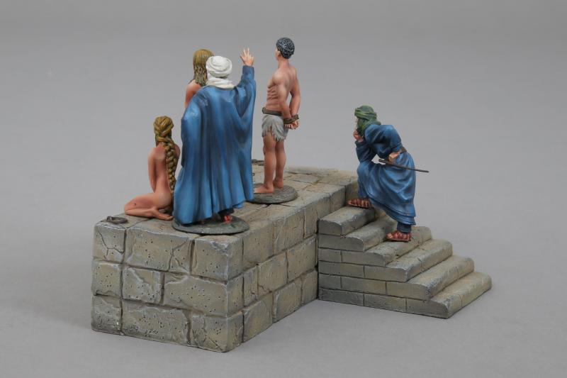 Stone Podium with Slave Traders--stand with two robed figures #2