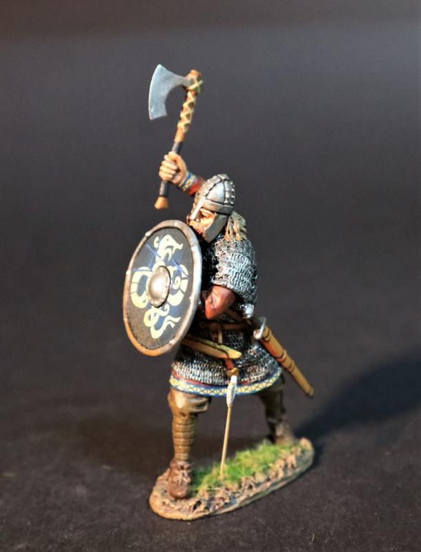 Viking Warrior with Axe and Shield (black shield with white World Serpent), the Vikings, The Age of Arthur--single figure #1