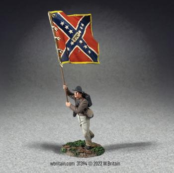 Image of Confederate Flagbearer, 3rd Arkansas Flag, Texas Brigade--single figure running forward