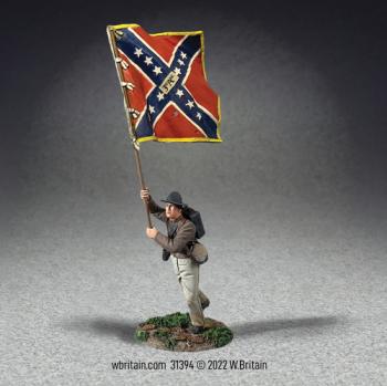 Image of Confederate Flagbearer, 3rd Arkansas Flag, Texas Brigade--single figure running forward Image of Confederate Flagbearer, 3rd Arkansas Flag, Texas Brigade--single figure running forward