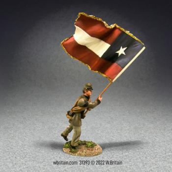 Image of Confederate Flagbearer, 5th Texas, “Lone Star” Flag, Texas Brigade--single figure walkng forward Image of Confederate Flagbearer, 5th Texas, “Lone Star” Flag, Texas Brigade--single figure walkng forward