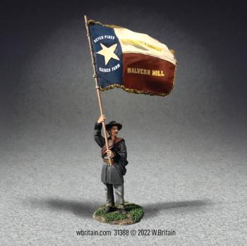 Image of Confederate Flagbearer, 1st Texas Flag, Wigfall Pattern, Texas Brigade--single figure standing