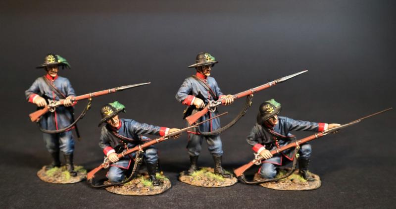 Four Infantry Skirmishing (2 standing loading powder, 2 kneeling to repel), The 39th New York Volunteer Infantry Regiment, The First Battle of Bull Run, 1861, The ACW--four figures #1
