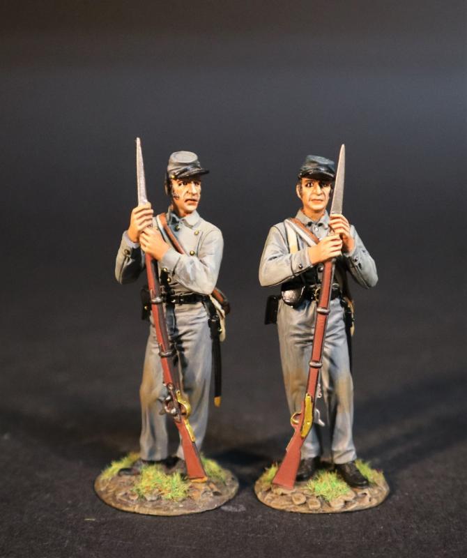 Two Infantry Standing Leaning on Gun Holding Bayonet (blue uniforms, clean-shaven), 5th Virginia Regiment, The Army of the Shenandoah First Brigade, The First Battle of Manassas, 1861, ACW, 1861-1865--two figures #1