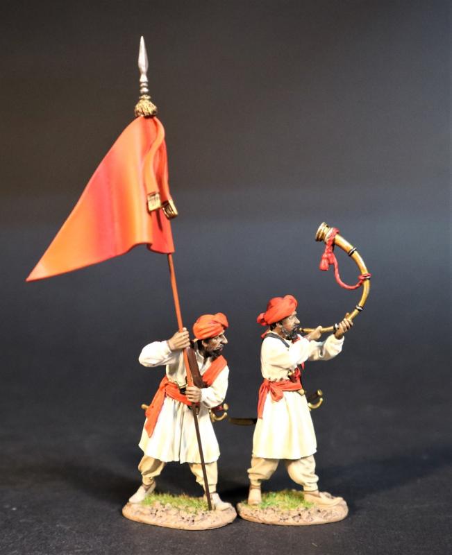 Standard Bearer and Musician, Maratha Infantry, The Maratha Empire, Wellington in India, The Battle of Assaye, 1803--two figures #1