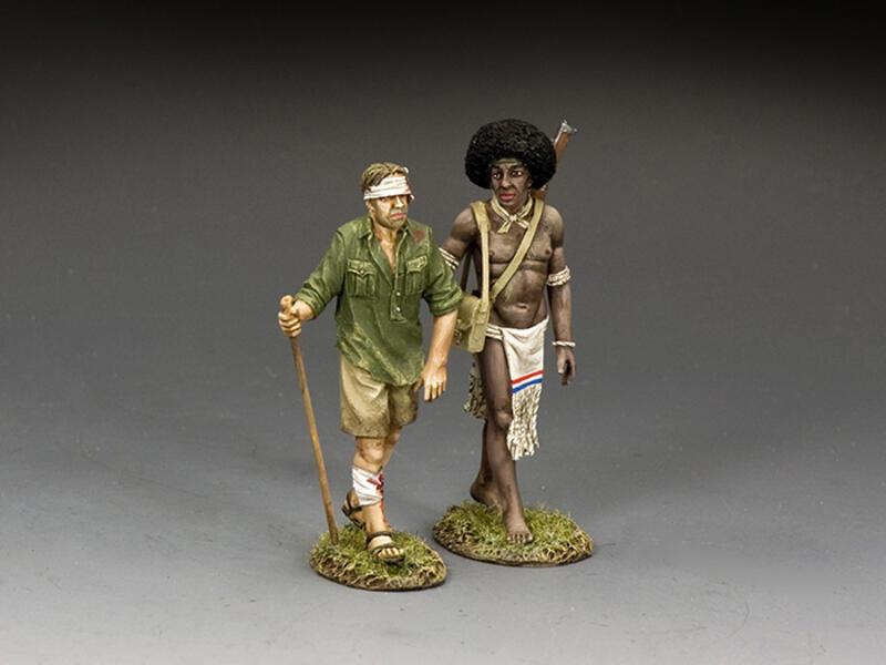 "On The Kokoda Trail"--Korean War Australian Digger figure and Papuan tribesman figure #1